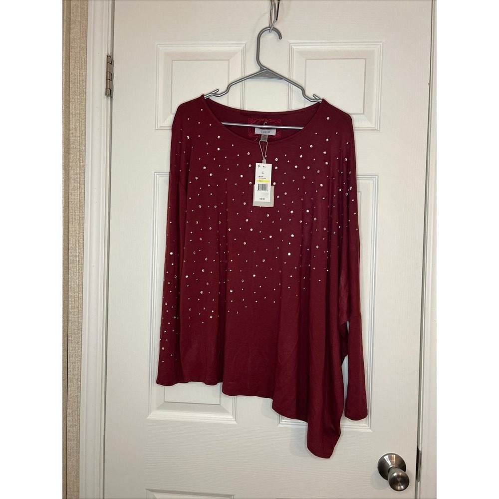 Large Burgundy embelished Cupio asymmetrical shirt